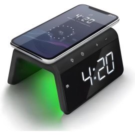 Carregador Indução + Relógio Despertado