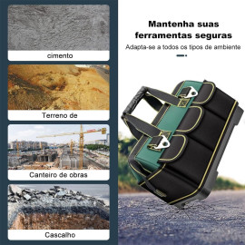 Bolsa para Ferramentas Ultra Resistente, Material Reforçado com Costuras Firmes, Múltiplos Bolsos, Fundo Rígido