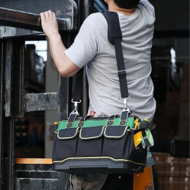 Bolsa para Ferramentas Ultra Resistente, Material Reforçado com Costuras Firmes, Múltiplos Bolsos, Fundo Rígido
