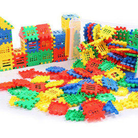 Brinquedo De Montar Blocos Infantil Coloridos Casa Castelo com 50 pcs