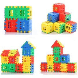 Brinquedo De Montar Blocos Infantil Coloridos Casa Castelo com 50 pcs