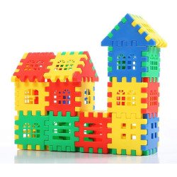 Brinquedo De Montar Blocos Infantil Coloridos Casa Castelo com 50 pcs
