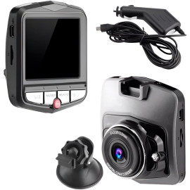 Câmera Veicular DVR Full HD 1080P, Tela LCD, Visão Noturna, USB, Com Bateria Recarregável