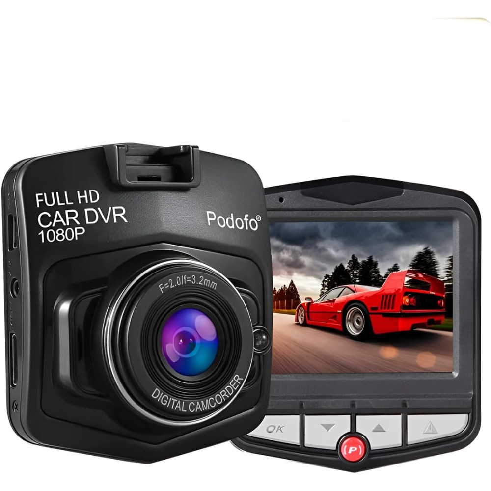 Câmera Veicular DVR Full HD 1080P, Tela LCD, Visão Noturna, USB, Com Bateria Recarregável