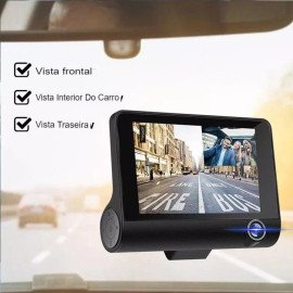 Câmera Veicular Dupla Full HD, LCD 4 Polegadas, Frontal e Traseira para Automóveis