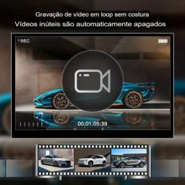 Câmera Veicular Dupla Full HD, LCD 4 Polegadas, Frontal e Traseira para Automóveis