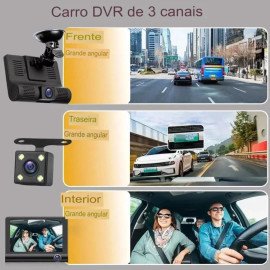 Câmera Veicular Dupla Full HD, LCD 4 Polegadas, Frontal e Traseira para Automóveis