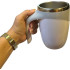 Caneca Mixer Agitação Automática Magnética Com Tampa Alimentação 2 Pilhas AAA 380ml Branca e Cinza Inox Elegante Premium Luxo