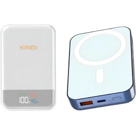 Carregador por Indução Portátil, Power Bank Magnético, 10.000 mAh