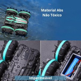 Carrinho Controle Remoto à Prova Dágua Anfíbio Recarregável