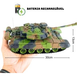 Carrinho Controle Remoto Tanque de Guerra Batalha Combate (Verde)