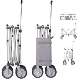 Carrinho Roller Camping Praia Dobrável Até 100 Kg Bask