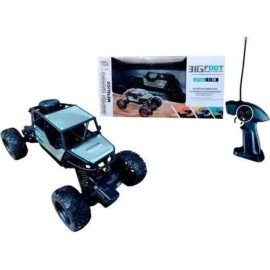 Carrinho de Controle Big Foot Jeep Metálico Recarregável com Suspensão Independente Escala 1:18