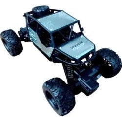 Carrinho de Controle Big Foot Jeep Metálico Recarregável com Suspensão Independente Escala 1:18