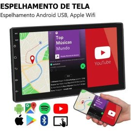 Central Multimidia Universal 2din Tela de 7' Android 13 Wifi Camera