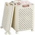 Cesto de Roupa Suja Dobrável de Plástico com Rodas 46x38,5x28,5cm