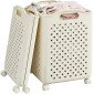 Cesto de Roupa Suja Dobrável de Plástico com Rodas 46x38,5x28,5cm