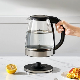 Chaleira Elétrica de Vidro, 1.8L, Desligamento Automático, Aço Inoxidável, 1500W
