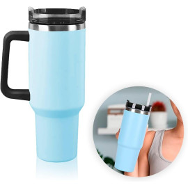 Copo Térmico Aço Inox 1200ml Caneca C/Alça Canudo Água Gelada Quente