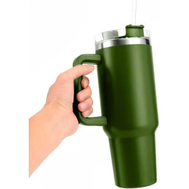 Copo Térmico Aço Inox 1200ml Caneca C/Alça Canudo Água Gelada Quente