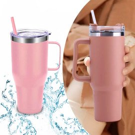 Copo Térmico Aço Inox 1200ml Caneca C/Alça Canudo Água Gelada Quente