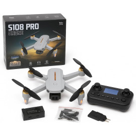 Drone S108 Pro com Câmera 4K, Controle Remoto com Tela, 2 Baterias, Autonomia 15 Minutos, Dobrável