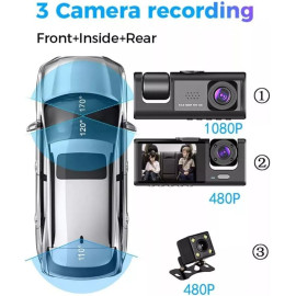 DVR Automotivo Câmera Frontal Interna Ré Grava Imagem E Som