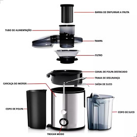 Extrator Espremedor Profissional Elétrico 110V – Ideal para Sucos Frescos de Frutas e Vegetais, Potência e Eficiência para Sua Cozinha