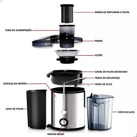Extrator Espremedor Profissional Elétrico 110V – Ideal para Sucos Frescos de Frutas e Vegetais, Potência e Eficiência para Sua Cozinha
