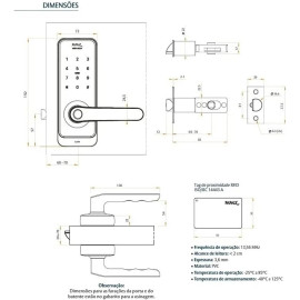 Fechadura Digital SL205 Com Biometria Senha Cartão E Chave
