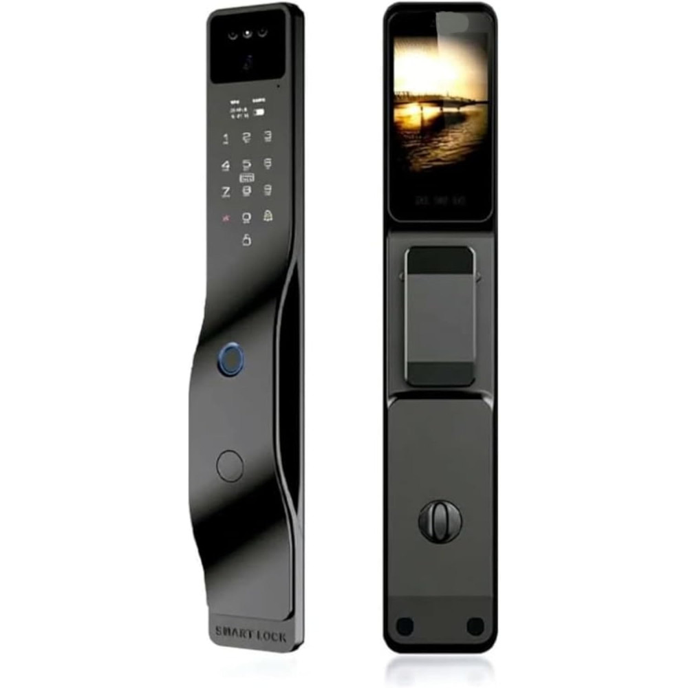 Fechadura Digital com Reconhecimento Facial, Biometria, Senha, Cartão RFID, Chave Mecânica e à Prova d'Água