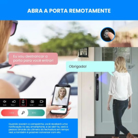 Fechadura Digital com Reconhecimento Facial, Biometria, Senha, Cartão RFID, Chave Mecânica e à Prova d'Água