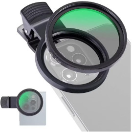Filtro CPL Polarizador 52mm para Celular com Clipe Universal e Anti Reflexo