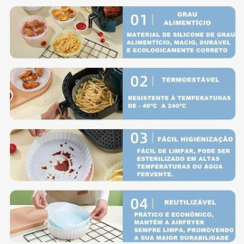 Forma Bandeja de Silicone Flexível Protetora Reutilizável Antiaderente para Fritadeira Elétrica