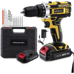 Furadeira Parafusadeira Sem Fio, 48V Bivolt, Torque 32 NM