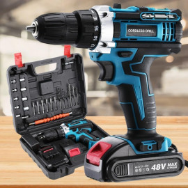 Furadeira Parafusadeira Sem Fio, 48V Bivolt, Torque 32 NM