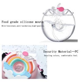 Garrafa de água Donut 380 ml com canudo para crianças (Verde e Rosa)