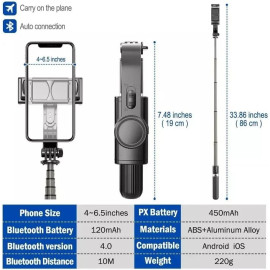 Gimbal Estabilizador Automático para Celular, Tripé 360°, Compatível com Android e iOS