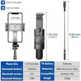 Gimbal Estabilizador Automático para Celular, Tripé 360°, Compatível com Android e iOS