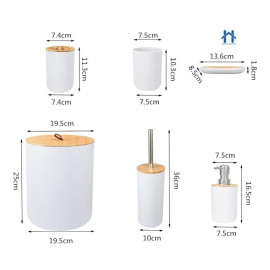 Kit para Banheiro com 6 ou 4 Peças e Detalhes em Bambu
