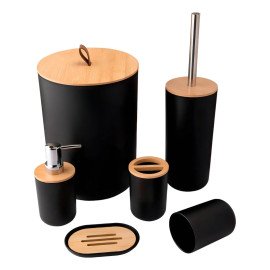 Kit para Banheiro com 6 ou 4 Peças e Detalhes em Bambu