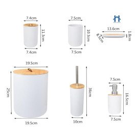 Kit para Banheiro com 6 ou 4 Peças e Detalhes em Bambu