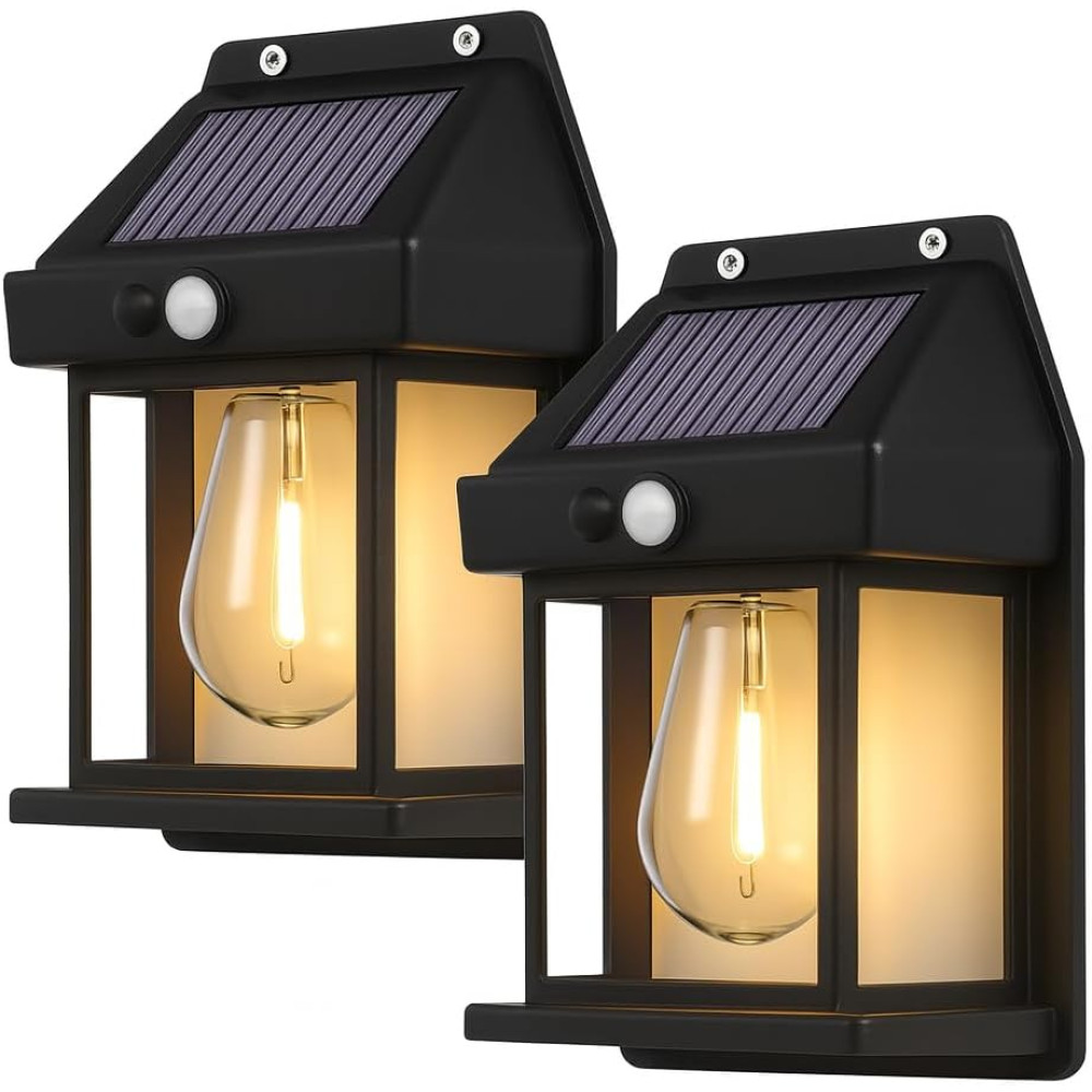 Lâmpada Led de Parede Solar Vintage com Sensor de Movimento