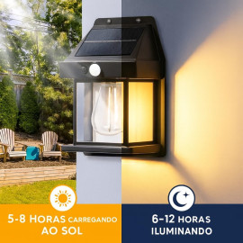 Lâmpada Led de Parede Solar Vintage com Sensor de Movimento