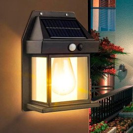 Lâmpada Led de Parede Solar Vintage com Sensor de Movimento