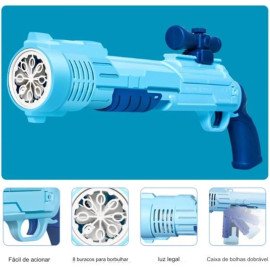 Lançador De Bolhas Grande COM PILHA Arminha Infantil Bolinha De Sabão Bubble Gun