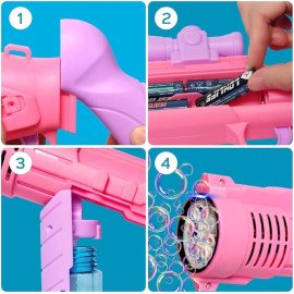 Lançador De Bolhas Grande COM PILHA Arminha Infantil Bolinha De Sabão Bubble Gun