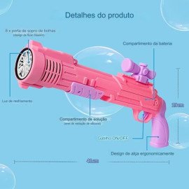 Lançador De Bolhas Grande COM PILHA Arminha Infantil Bolinha De Sabão Bubble Gun