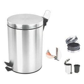 Lixeira Inox com Pedal, Aço Inoxidável, Balde Removível e Pedal Antiderrapante