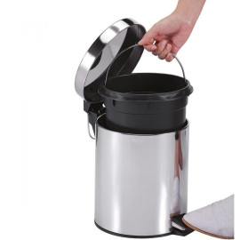 Lixeira Inox com Pedal, Aço Inoxidável, Balde Removível e Pedal Antiderrapante